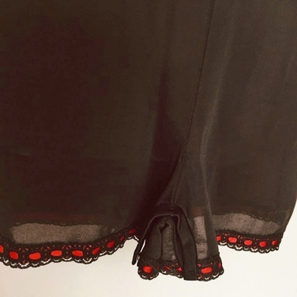 VINTAGE 60s Kayser Black Nylon Teddy Culotte Slip Red Satin ribbon detail - Picture 6 of 12